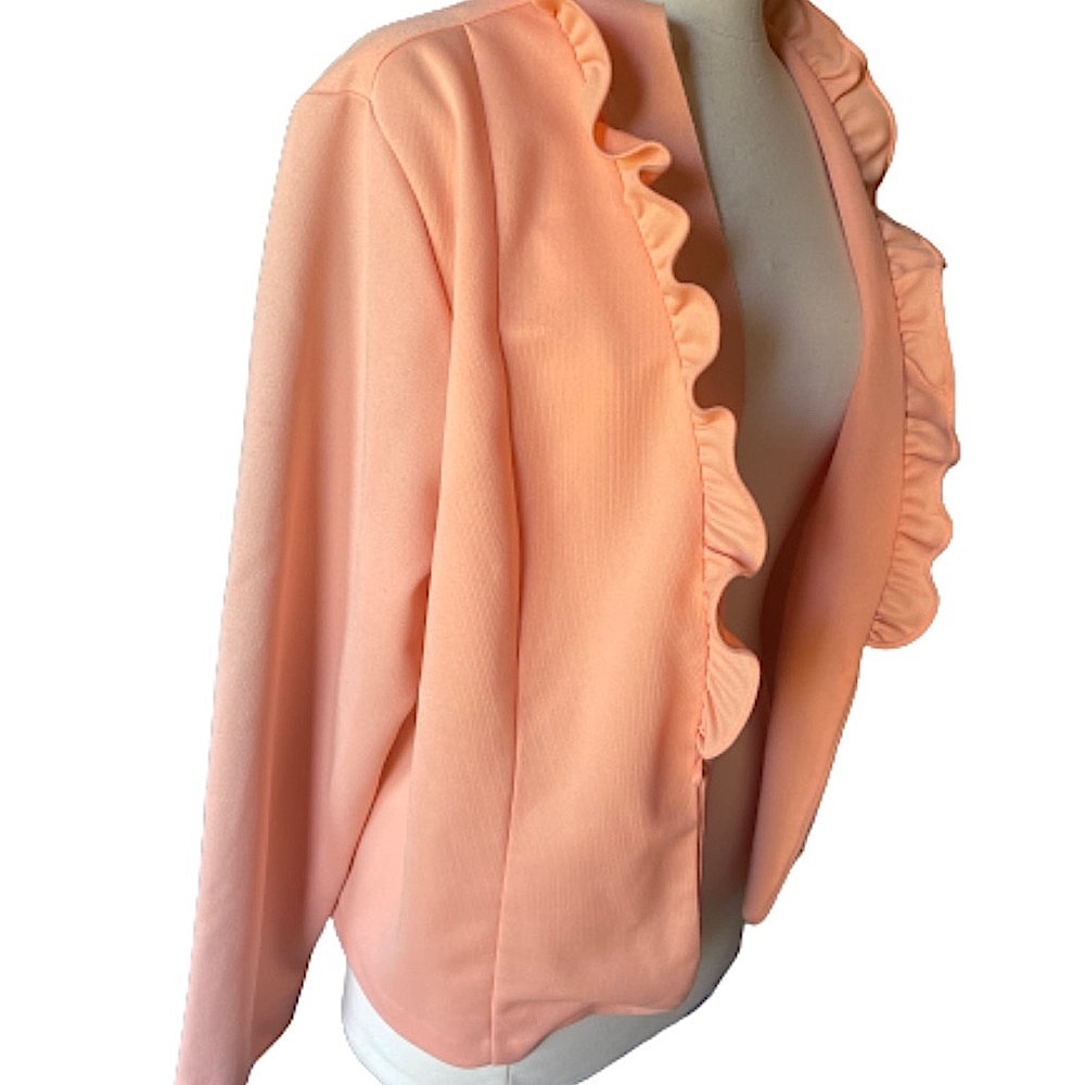 vintage coral ruffled lightweight blazer jacket